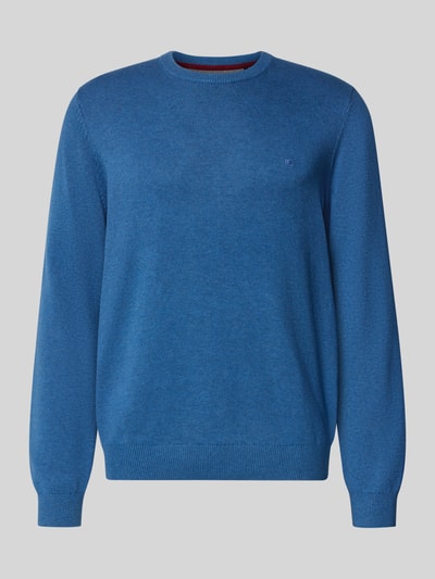 Christian Berg Men Gebreide pullover met ribboorden Jeansblauw gemêleerd - 2