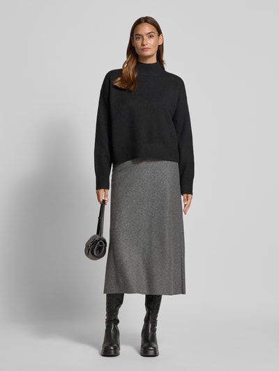 Luisa Cerano Midirock aus Woll-Mix mit elastischem Bund Mittelgrau Melange 1