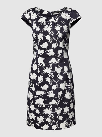comma Minikleid mit Allover-Muster Marineblau 2