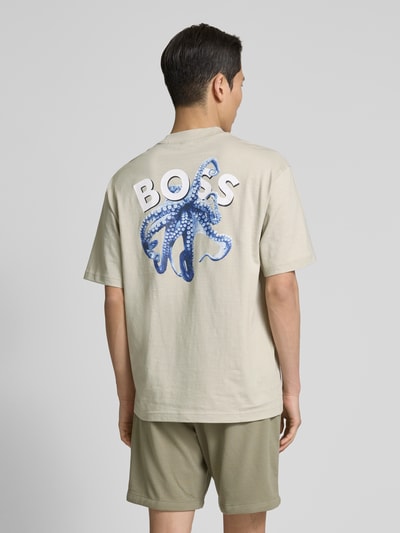 BOSS Orange Oversized T-shirt met motiefprint, model 'numbers' Zand - 5