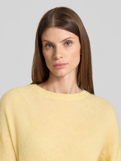 American Vintage Oversized gebreide pullover met ronde hals, model 'NENYBA' Lichtgeel - 3