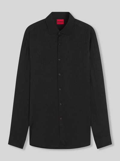 HUGO Slim Fit Businesshemd aus Viskose mit Jacquardstruktur Modell 'KENNO' Black 2