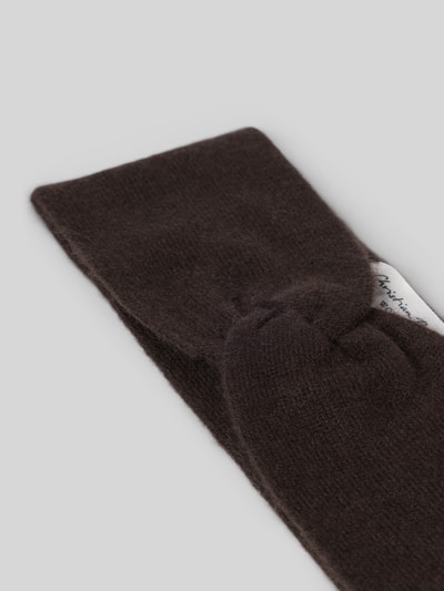 Produktfoto, Stirnband aus reinem Kaschmir von Christian Berg Woman in Dunkelbraun, breites Design, Strick-Optik, Knotendetail