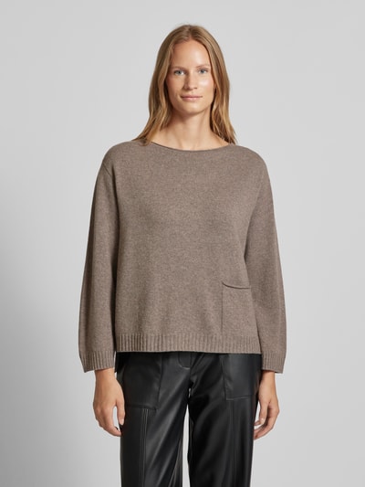 Oui Gebreide pullover met steekzak Taupe - 4