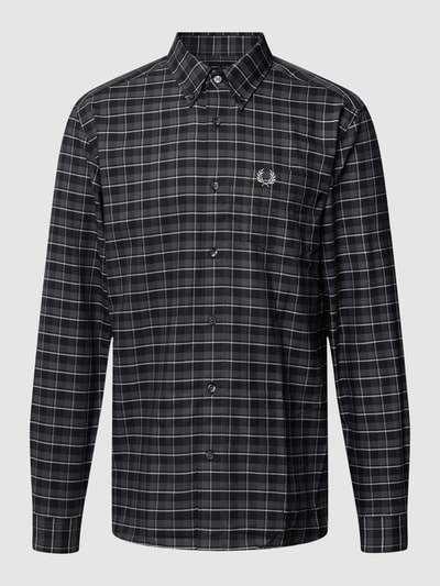 Fred Perry Koszula casualowa ze wzorem w kratę glencheck model ‘Oxford Check Shirt’ Jasnoszary 2