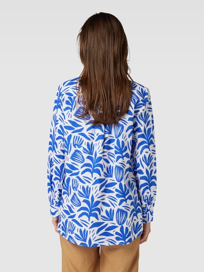 Christian Berg Woman Linnen blouse met all-over bloemenprint Koningsblauw - 5