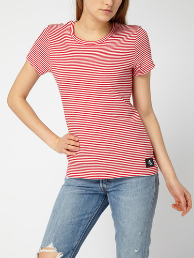 Calvin Klein Jeans T-Shirt mit Streifenmuster Rot 4