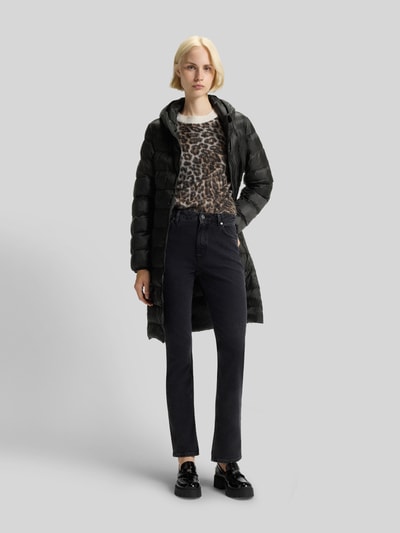 HUGO Regular fit gewatteerde lange jas met capuchon  Zwart - 1