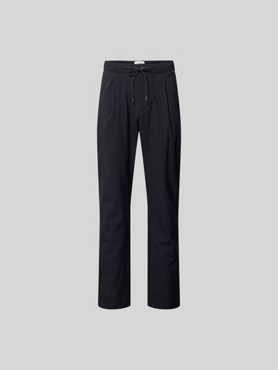 Produktfoto, Stoffhose mit elastischem Bund von Closed in Dunkelblau, Material-Mix mit Stretch-Anteil, Strukturmuster, Eingrifftaschen, Relaxed-Fit, Innenbeinlänge 79 cm, Bundweite 41 cm