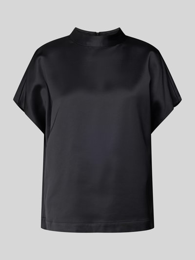 s.Oliver BLACK LABEL Loose fit satijnen blouse met korte mouwen en extra brede schouders Zwart - 2