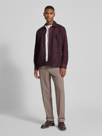 Strellson Regular fit vrijetijdsoverhemd met structuurmotief, model 'NORIN'  Aubergine - 1