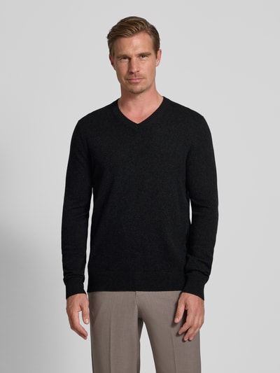 Christian Berg Men Strickpullover aus Wolle-Kaschmir-Mix mit V-Ausschnitt Anthrazit Melange 4