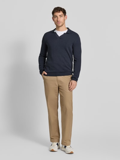 Marc O'Polo Regular Fit Strickpullover aus Baumwoll-Schurwoll-Mix Marine 1