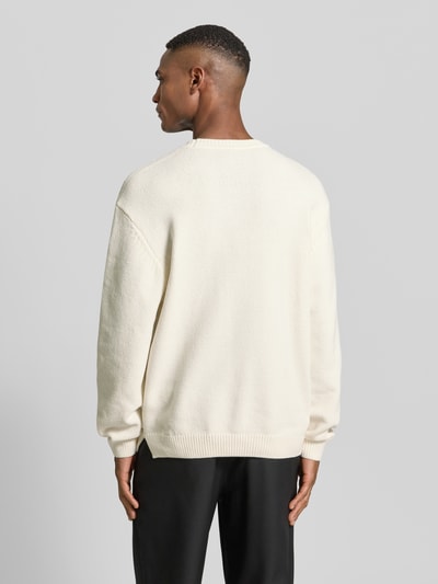 ARMANI EXCHANGE Sweter z dzianiny z prążkowanymi wykończeniami Biały 5