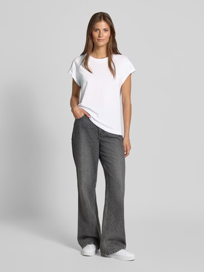 Jake*s Casual T-shirt z prążkowanym okrągłym dekoltem Biały 1