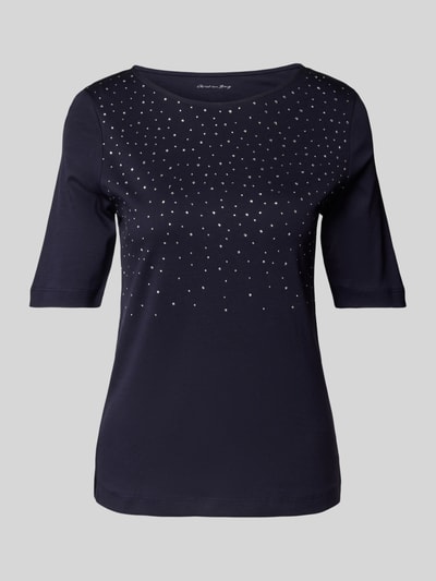 Christian Berg Woman T-shirt z obszyciem ozdobnymi kamieniami i okrągłym dekoltem Ciemnoniebieski 2