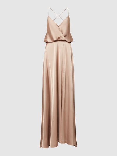 Unique Abendkleid mit Spaghettiträgern Taupe 2