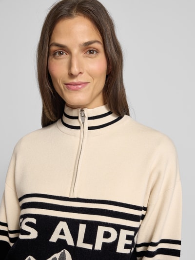 Jake*s Casual Strickpullover aus Viskose-Mix mit Stehkragen und Reißverschluss Ecru 3