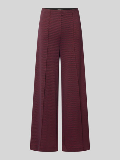 Produktfoto, Wide Fit Hose mit Viskose-Anteil Modell 'Kate' von ICHI mit Strukturmuster, Ziernähten und teilelastischem Bund, Damenmode