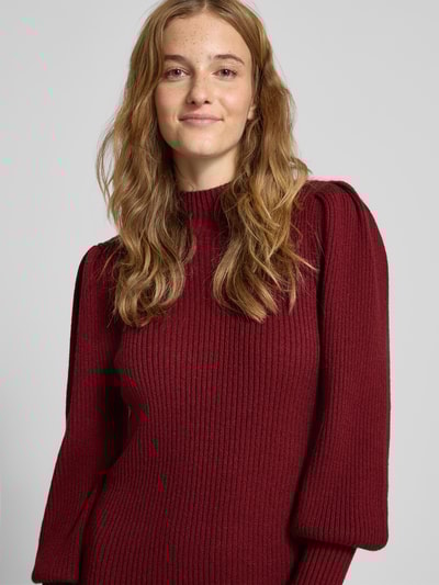 Only Comfort Fit Strickkleid aus Viskose-Mix Modell 'KATIA' Bordeaux Melange 3