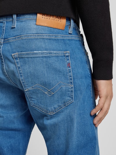 Replay Straight Fit Jeans im Used-Look Modell 'GROVER' Jeansblau 3