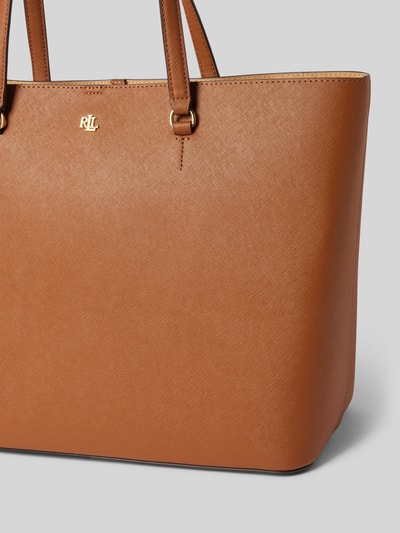 Lauren Ralph Lauren Tote bag van runderleer met labelapplicatie, model 'KARLY' Cognac - 3