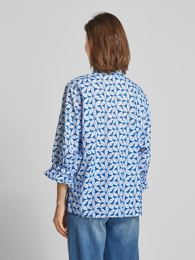 Christian Berg Woman Blouse met all-over motief Koningsblauw - 5