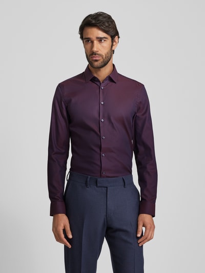 Jake*s Super Slim Fit Business-Hemd mit Kentkragen Aubergine 4