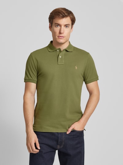 Polo Ralph Lauren Custom Slim Fit Poloshirt mit Label-Stitching Oliv 4