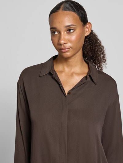 ARMEDANGELS relaxed fit blouse met lange mouwen van pure viscose model 'LARISAANA' Donkerbruin - 3
