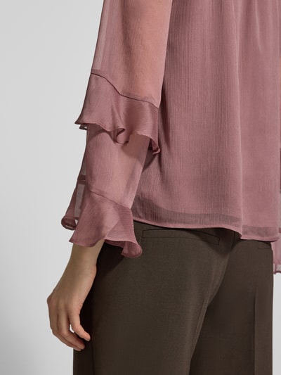 COMMA Bluse mit Rüschen und Schlüselloch-Ausschnitt Mauve 3