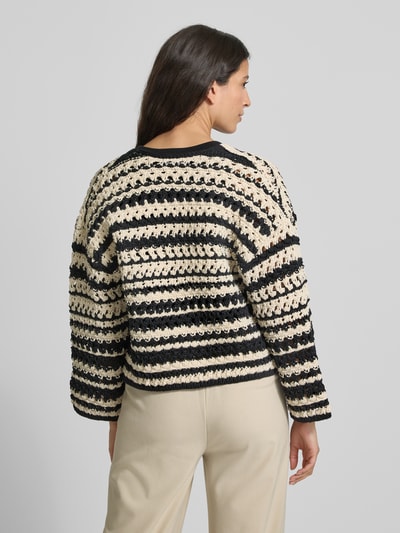 Jake*s Casual Strickjacke in Crochet-Optik Ecru 5