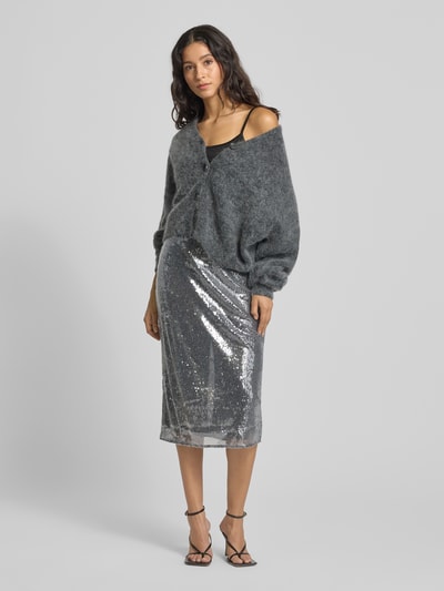 Mango Midirock mit Pailletten Modell 'XSPARKLE' Anthrazit 1