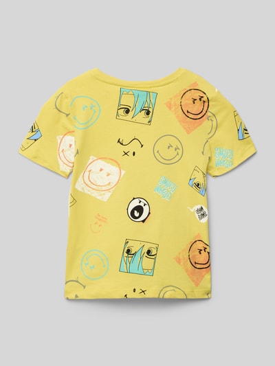 s.Oliver RED LABEL T-shirt o kroju regular fit z nadrukiem Smiley® Musztardowy 3