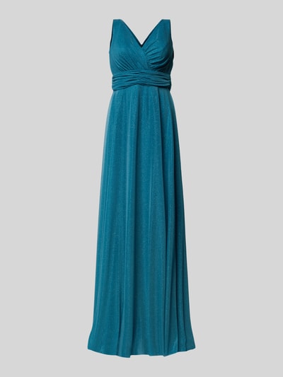 TROYDEN COLLECTION Abendkleid mit V-Ausschnitt Petrol 1