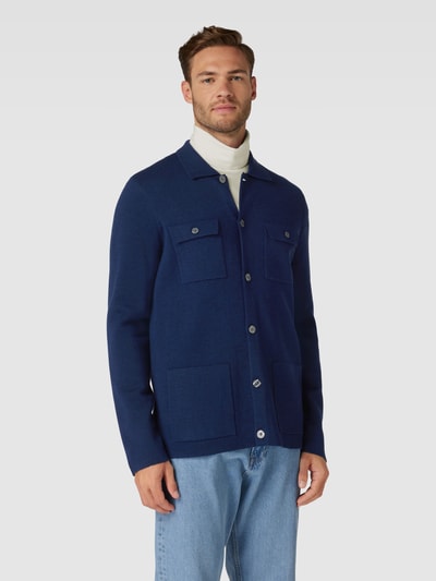 Christian Berg Men Strickjacke mit Brusttaschen Dunkelblau 4