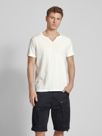 Blend T-shirt in gemêleerde look, model 'NOOS' Wit - 4