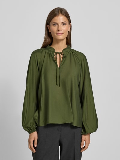 ICHI Regular Fit Bluse mit Schlüsselloch-Ausschnitt Modell 'KARLANI' Khaki 4