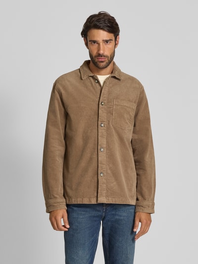 Lindbergh Modern fit overhemdjack met borstzak, model 'Superflex' Zand - 4