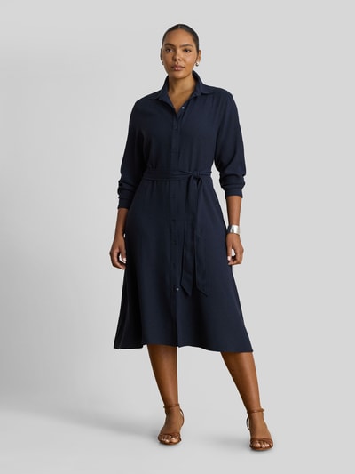 Lauren Ralph Lauren overhemdjurk met tailleriem Marineblauw - 6