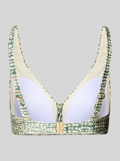 Produktfoto, Bikini-Oberteil mit V-hals model 'Cascis' van Barts, materiaalmix met stretch, multi fit, verstelbare bandjes, haakjessluiting, groen met wit patroon