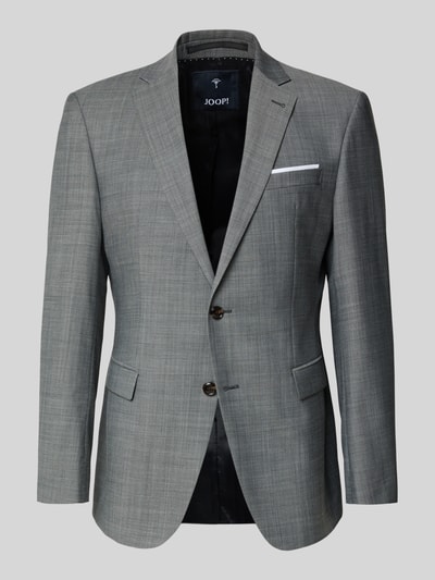 Produktfoto, Slim Fit 2-Knopf-Sakko mit Woll-Anteil Modell 'Finch' von JOOP! Collection, Optik: Unifarben, dezentes Webmuster, Reverskragen, Brustleistentasche, Pattentaschen, 2-Knopf-Verschluss, Material-Mix mit Woll-Anteil, graue Farbtöne, glatte Textur.
