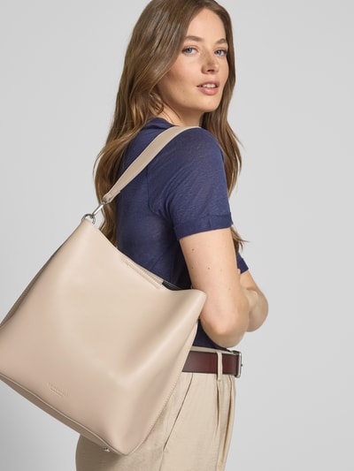 Seidenfelt Handtasche mit Tragehenkel und verstellbarem Schulterriemen Beige 1