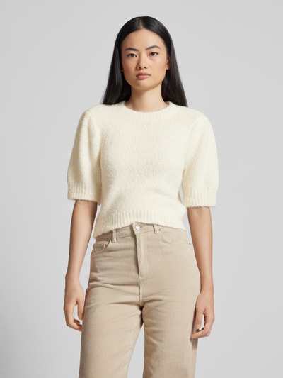 Vero Moda Regular fit gebreide pullover met pofmouwen, model 'NOVAH' Ecru - 4