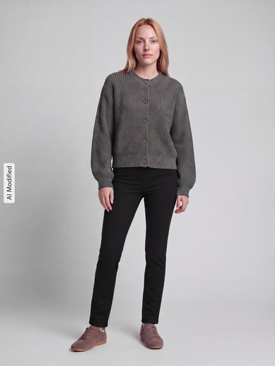 VERO MODA Loose fit gebreid jack met enkelrijige knoopsluiting model 'LEA' Rietgroen - 1