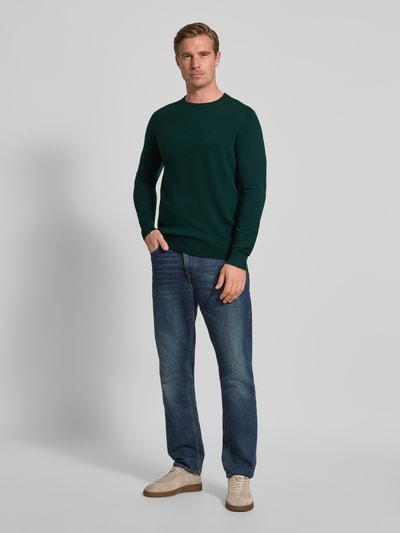 Christian Berg Men Strickpullover aus Wolle-Kaschmir-Mix Dunkelgruen Melange 1