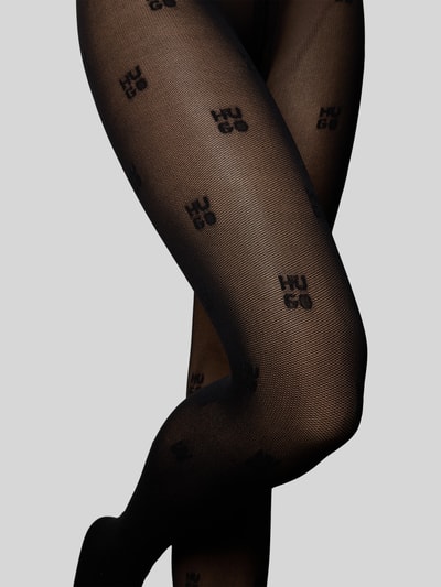HUGO 30 DEN Strumpfhosen mit Label-Print Black 3