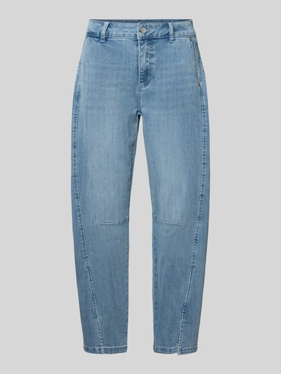Produktfoto, Barrel Fit Jeans mit Eingrifftaschen von Buena Vista in hellem Used-Look, Baumwoll-Mix mit Viskose-Anteil, leichte Waschung