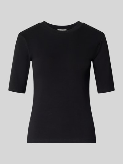 Produktfoto, Slim Fit T-Shirt im Halbarm-Design Modell 'Uda' von Christian Berg Woman, Damen T-Shirt aus elastischem Baumwoll-Mix, Rundhalsausschnitt, schwarz