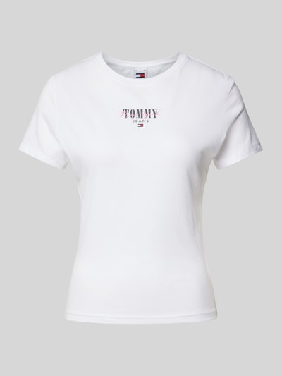 Tommy Jeans Slim Fit T-Shirt mit Label-Print Weiss 2